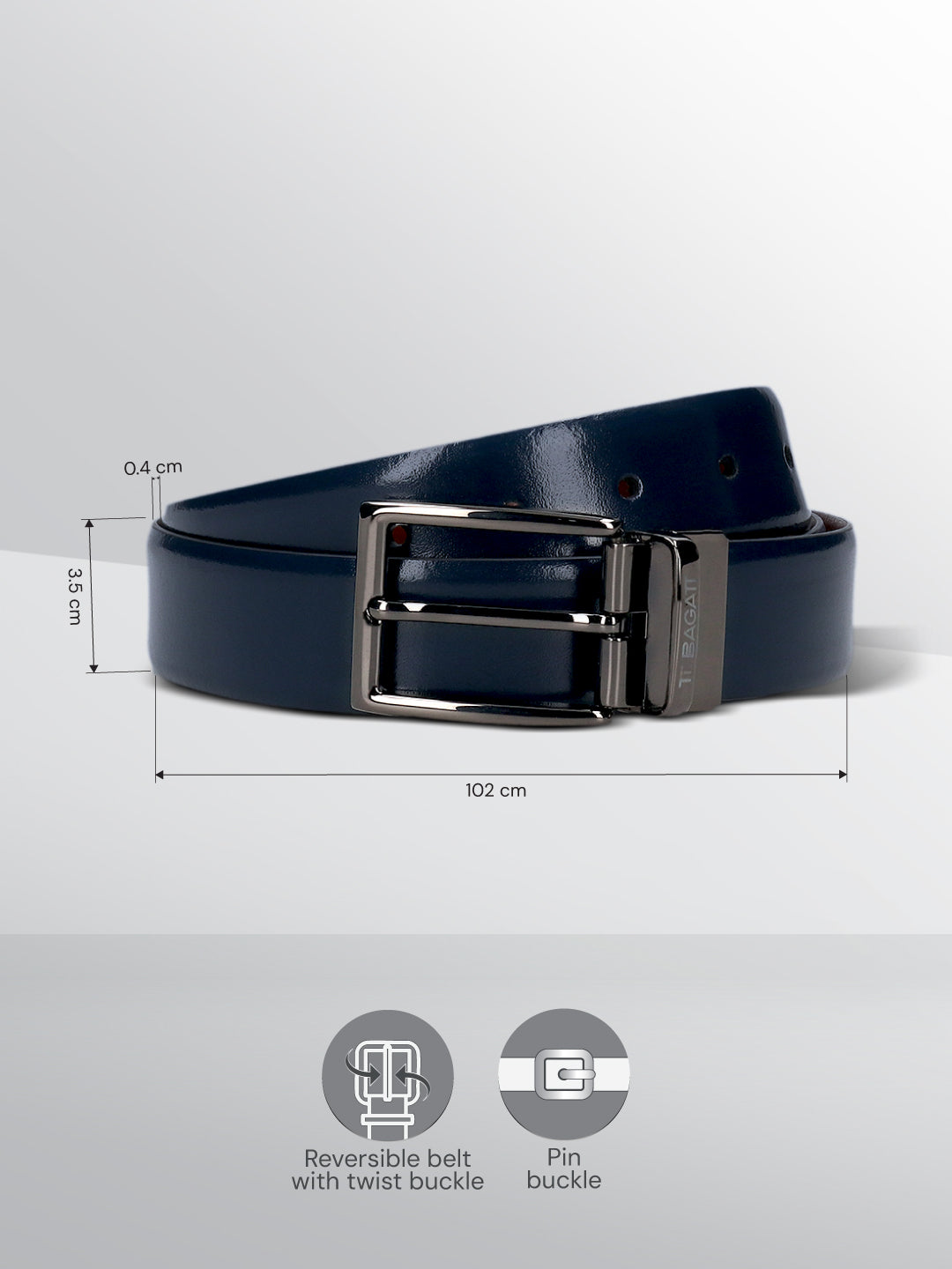 BAGATT Blue  Italian Leather Reversible Belt