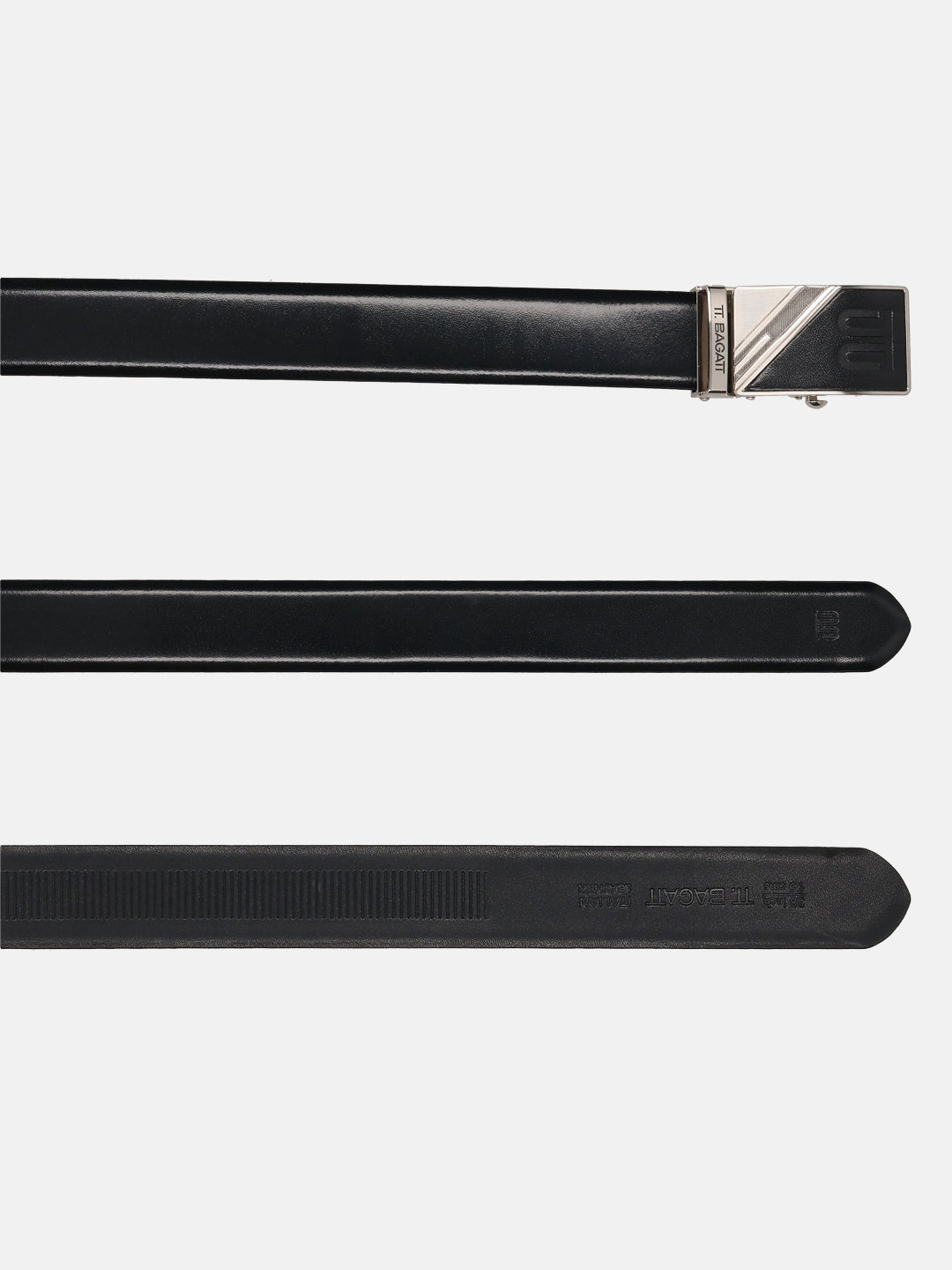 BAGATT Black Full Grain Italian Leather Non-Reversible Belt