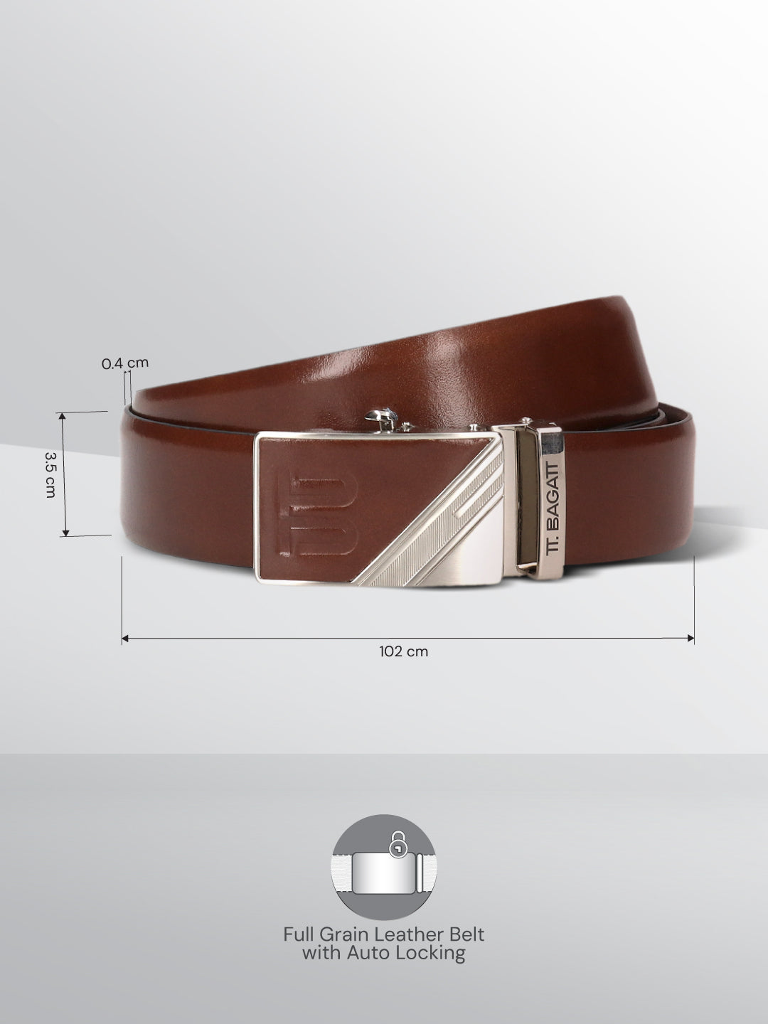 BAGATT Brown Full Grain Italian Leather Non-Reversible Belt