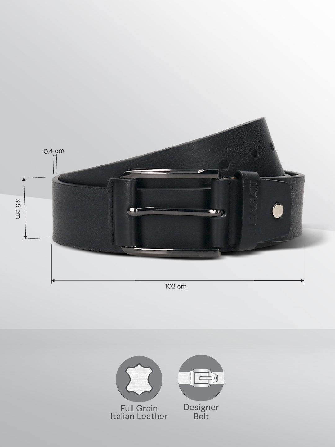 BAGATT Black Full Grain Italian Leather Non-Reversible Belt