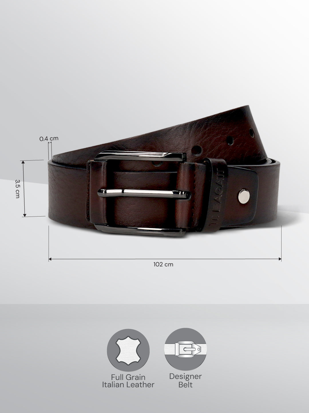 BAGATT Dark Brown Full Grain Italian Leather Non-Reversible Belt