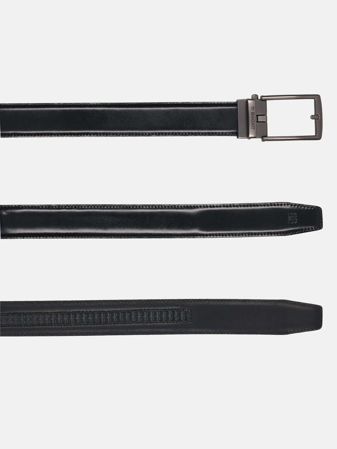 BAGATT Black Full Grain Italian Leather Non-Reversible Belt