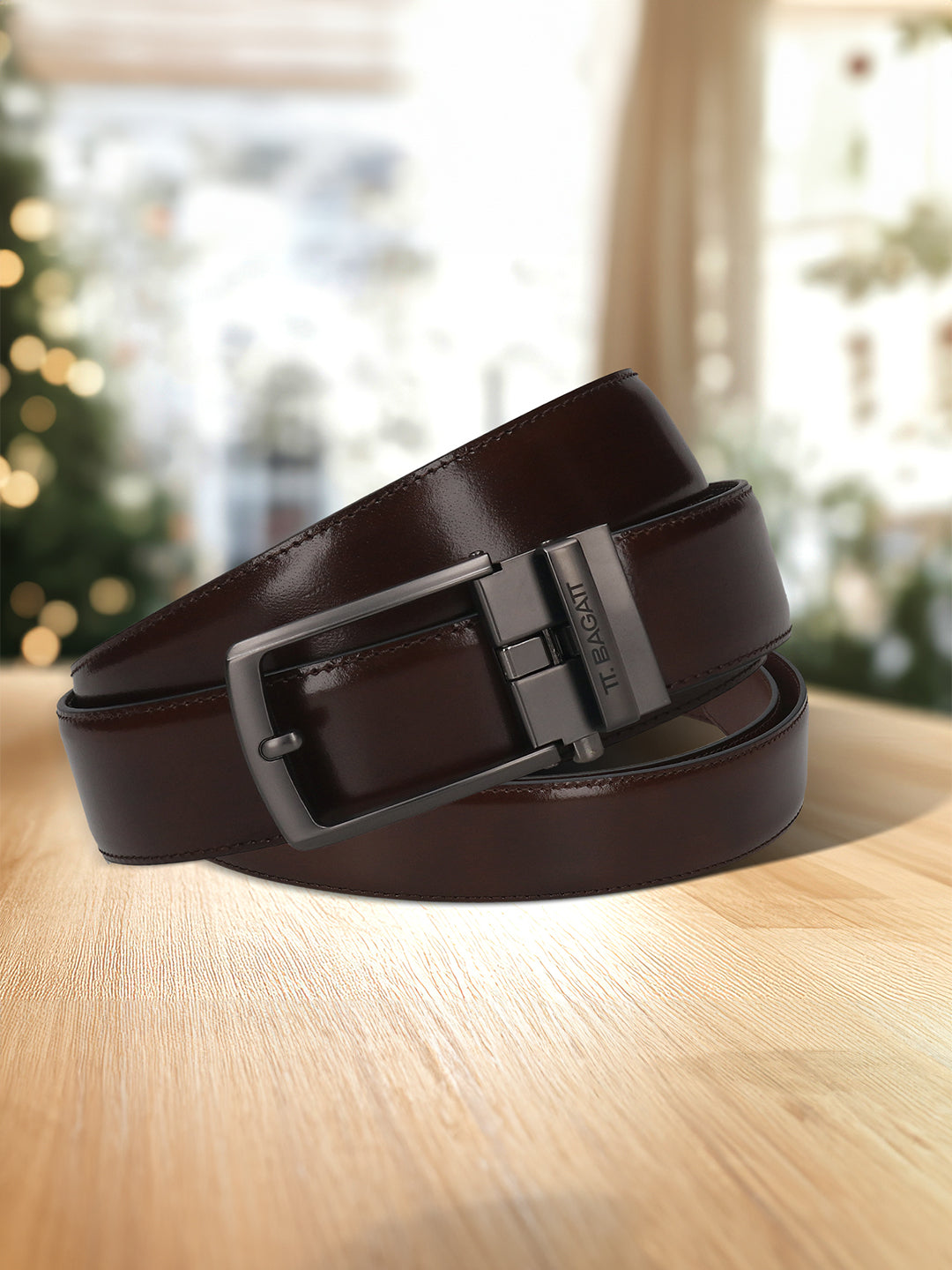 BAGATT Dark Brown Full Grain Italian Leather Non-Reversible Belt