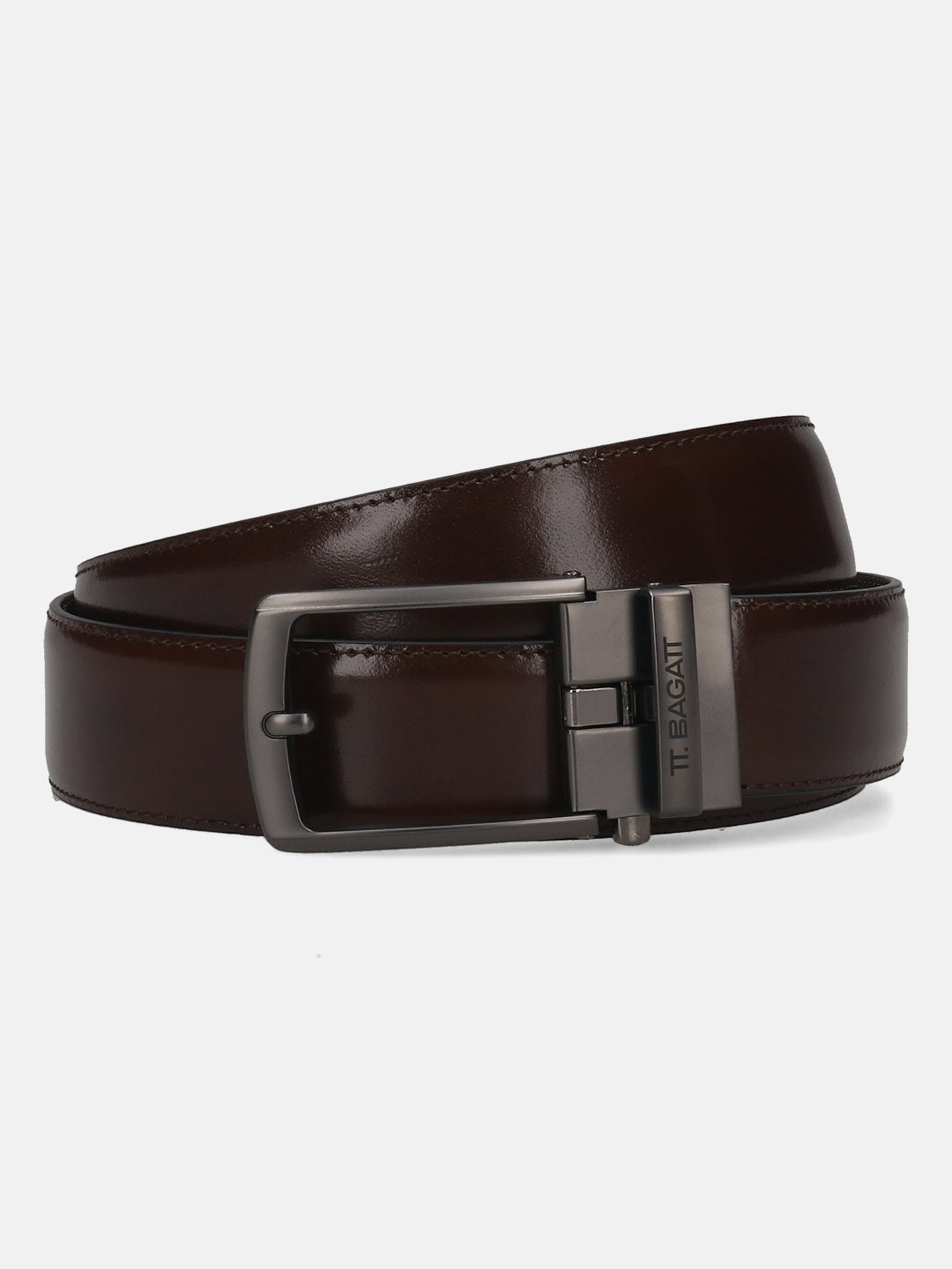 BAGATT Dark Brown Full Grain Italian Leather Non-Reversible Belt