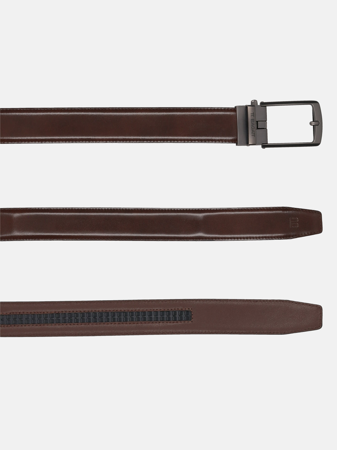 BAGATT Dark Brown Full Grain Italian Leather Non-Reversible Belt