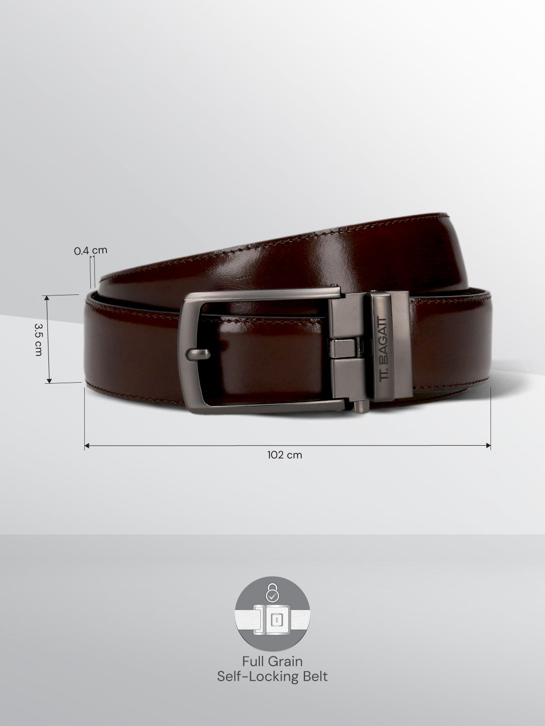 BAGATT Dark Brown Full Grain Italian Leather Non-Reversible Belt