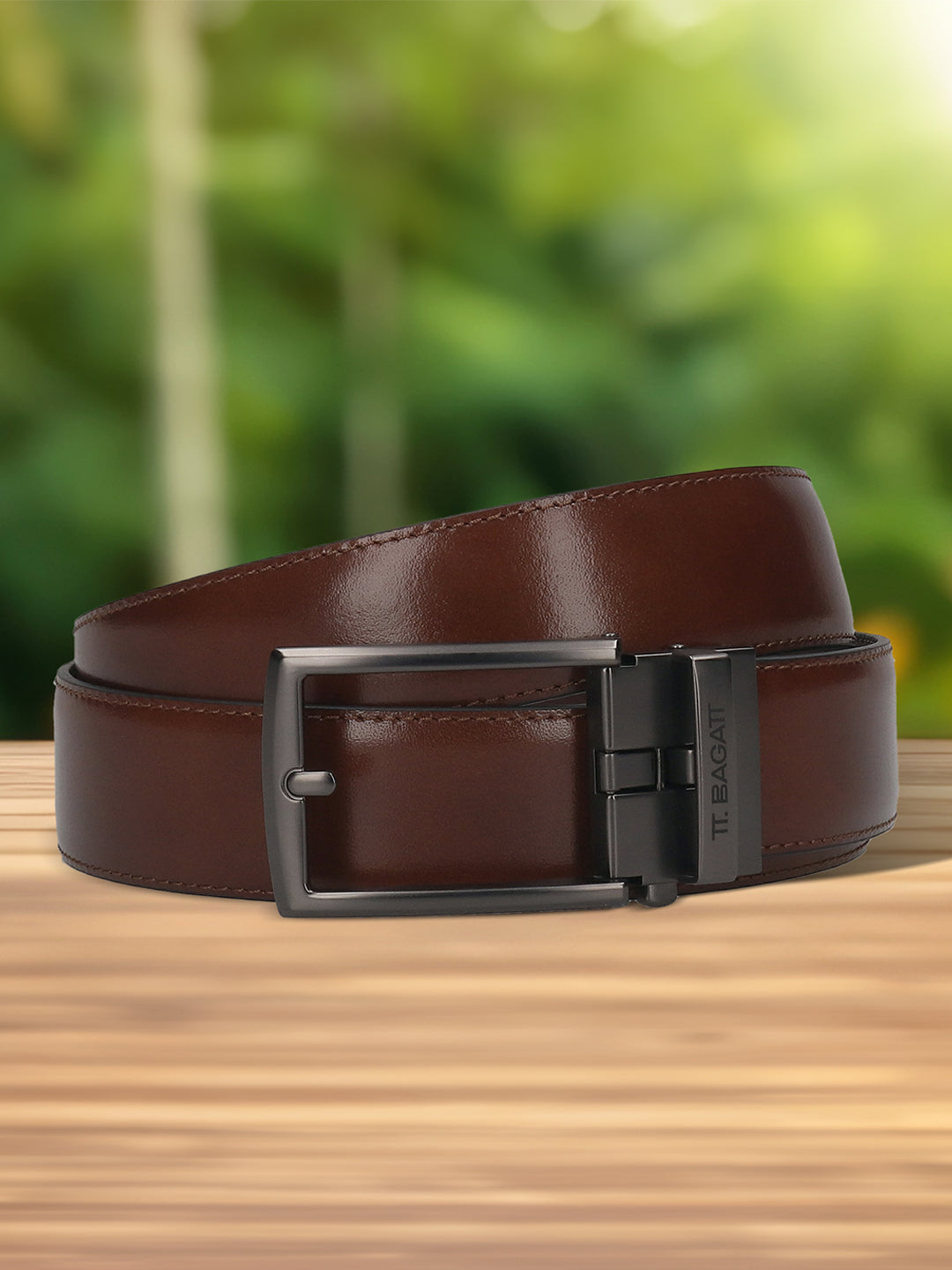BAGATT Light Brown Full Grain Italian Leather Non-Reversible Belt