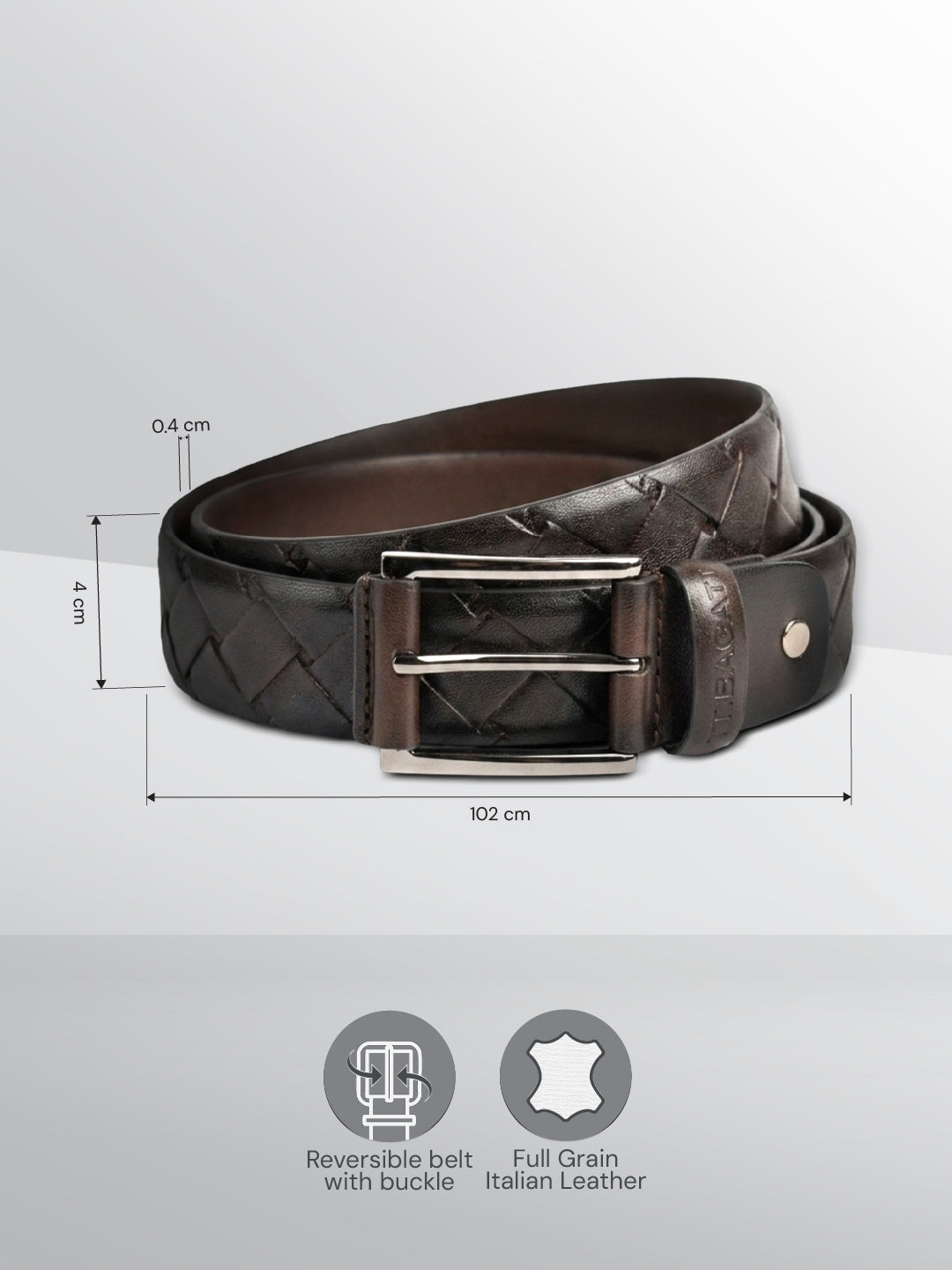 TT.BAGATT Dark Brown Italian Leather Non-Reversible Belt