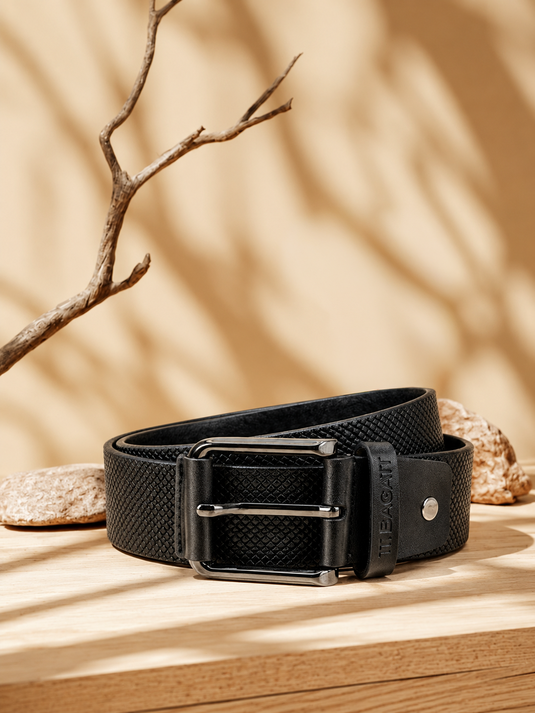 TT.BAGATT Black  Italian Leather Non-Reversible Belts