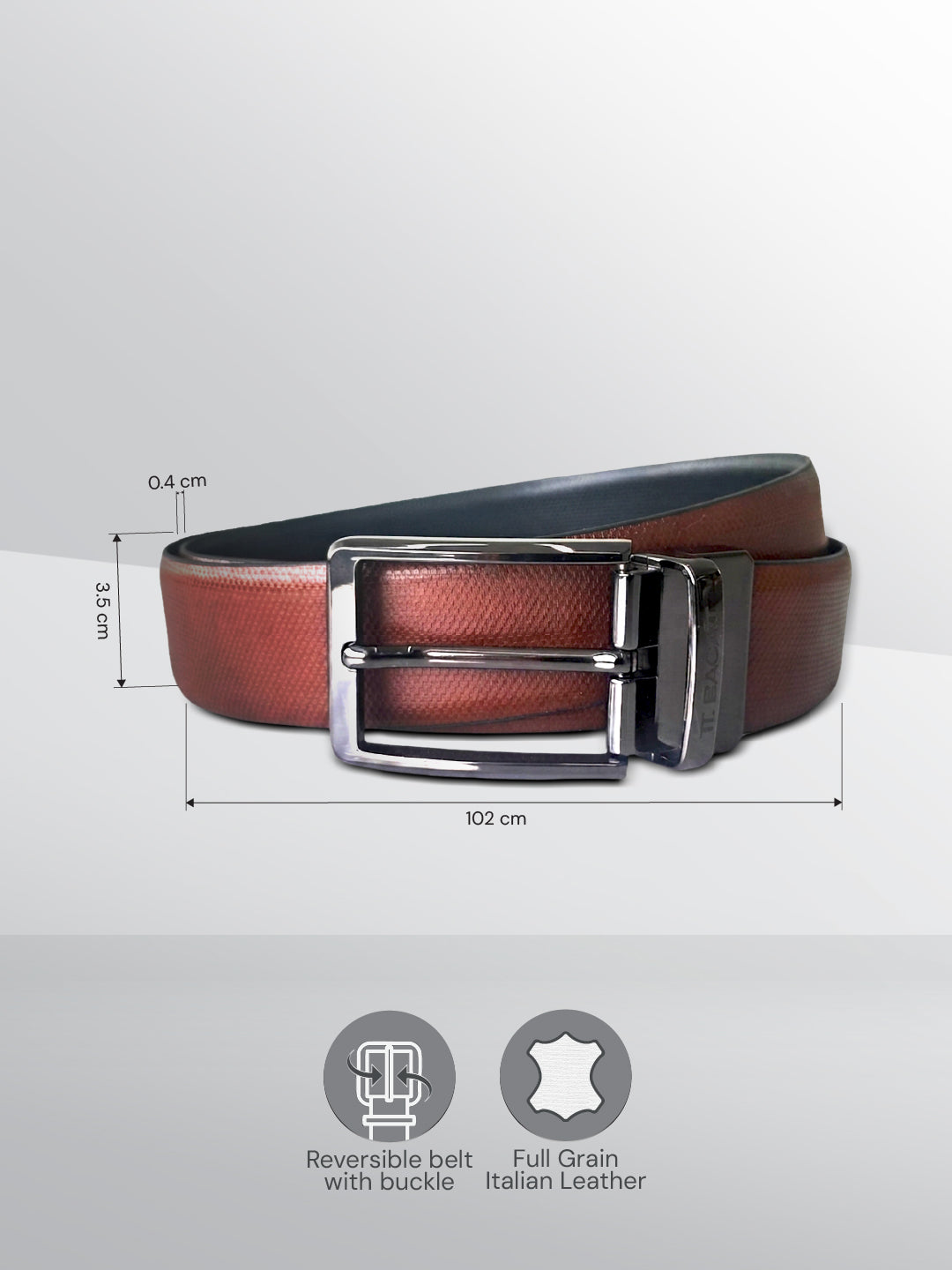 TT.BAGATT Tan/Black Italian Leather Reversible Belt
