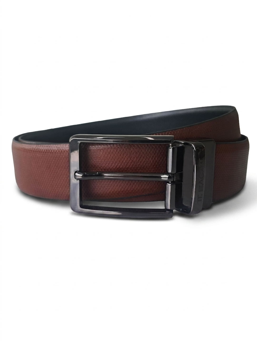 TT.BAGATT Tan/Black Italian Leather Reversible Belt