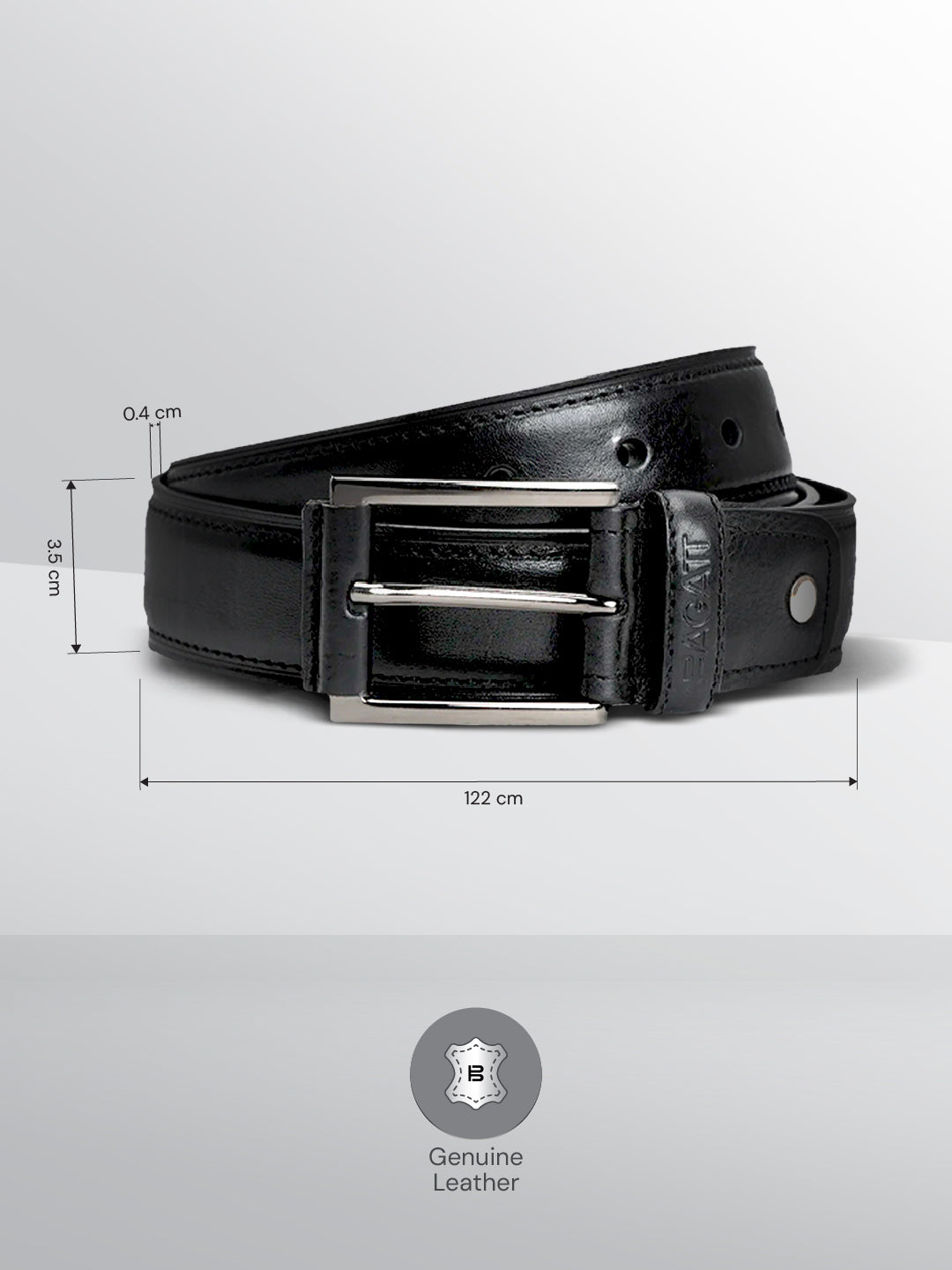BAGATT Black Non-Reversible Leather Belt