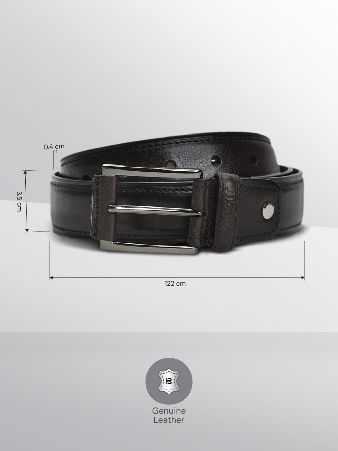 BAGATT Dark Brown Non-Reversible Leather Belt