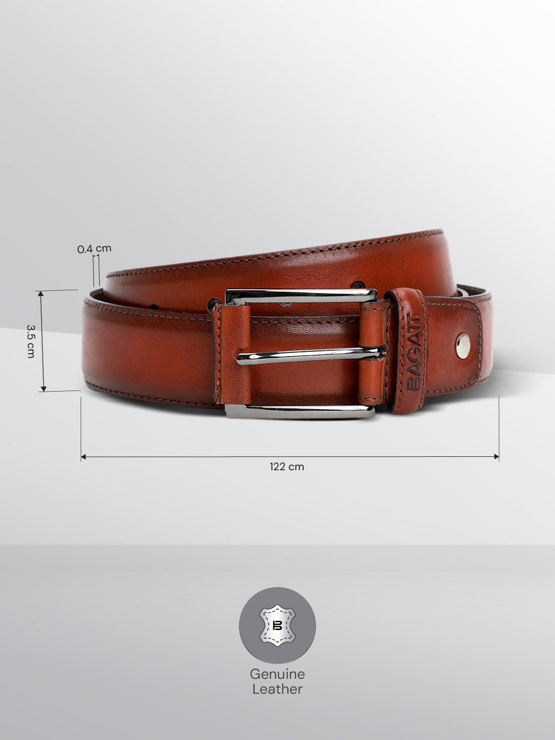 BAGATT Light Brown Reversible Leather Belt