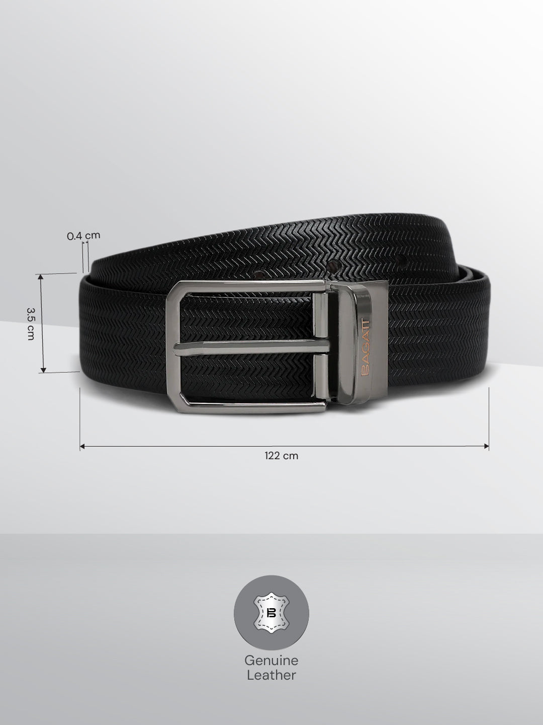 BAGATT Black/Dark Brown Reversible Leather Belt
