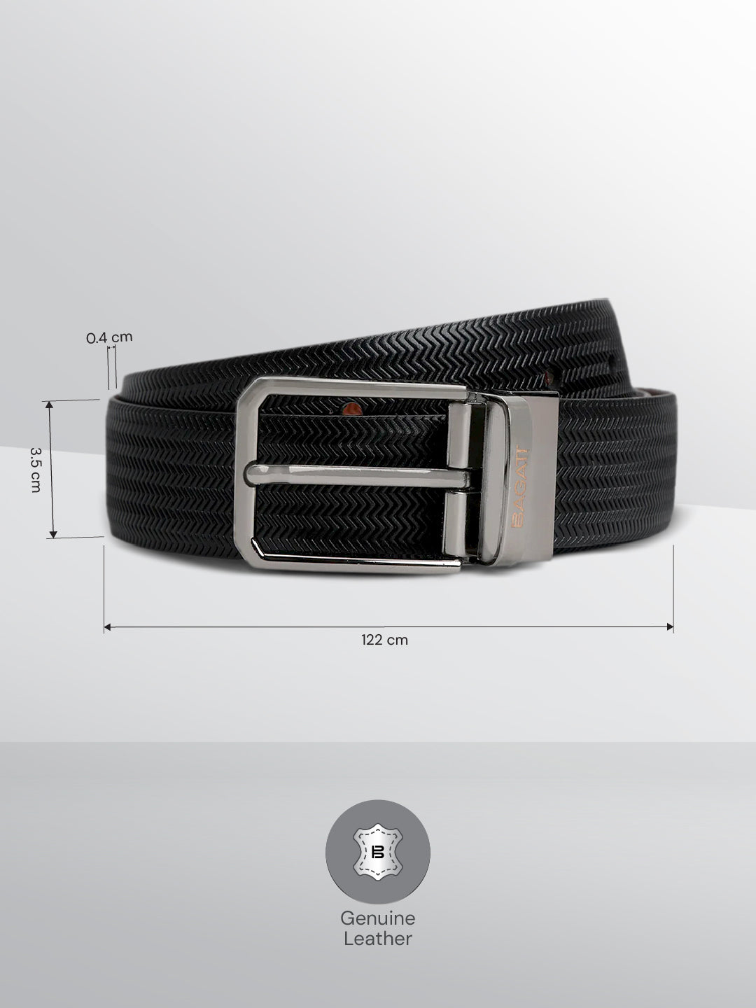 BAGATT Black/Light Brown Reversible Leather Belt