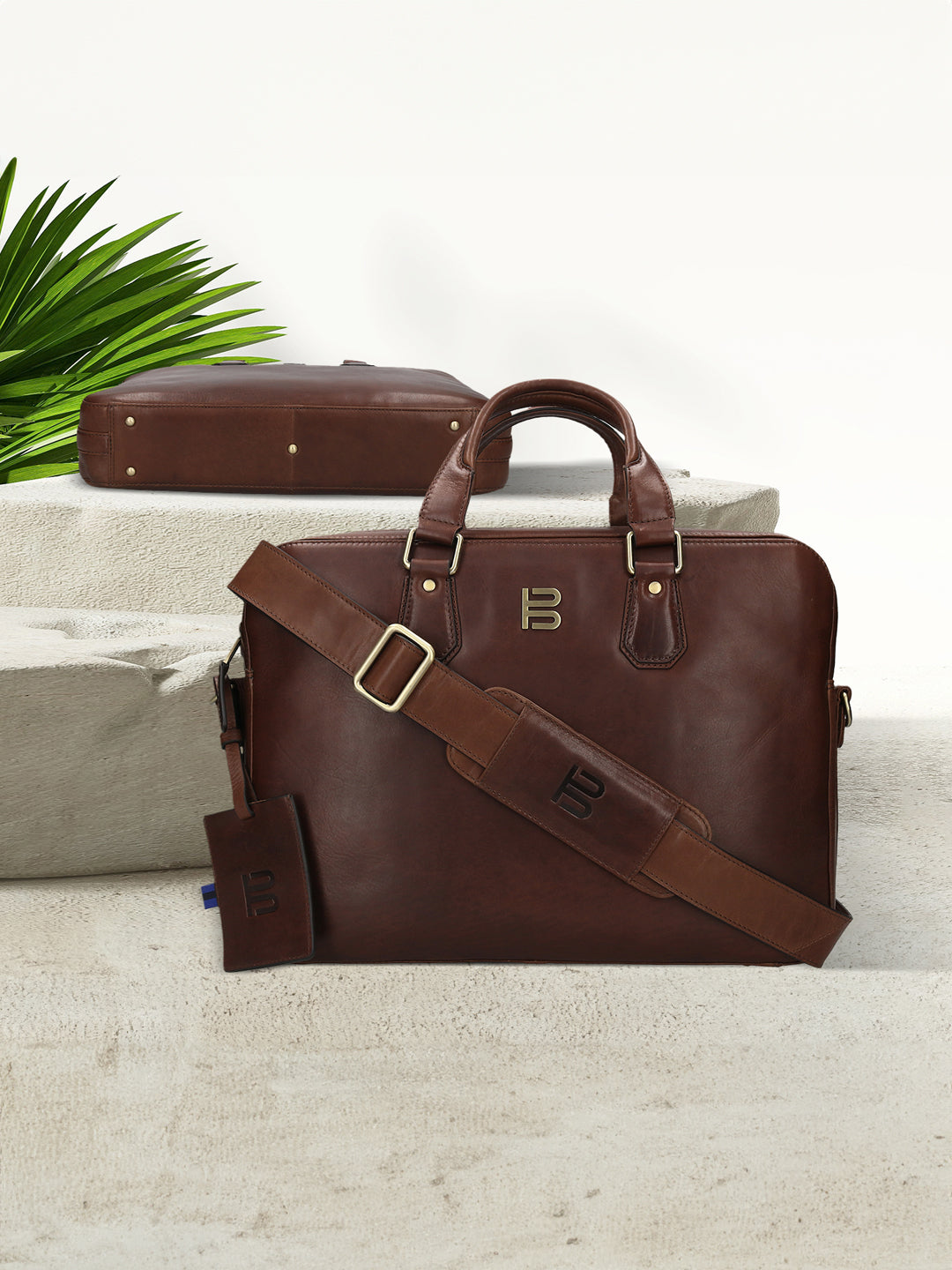 BAGATT Dark Brown Oily Roma Leather Laptop Bag