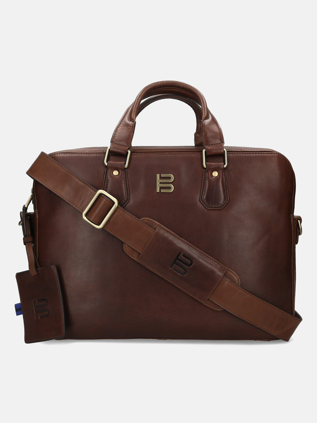 BAGATT Dark Brown Oily Roma Leather Laptop Bag