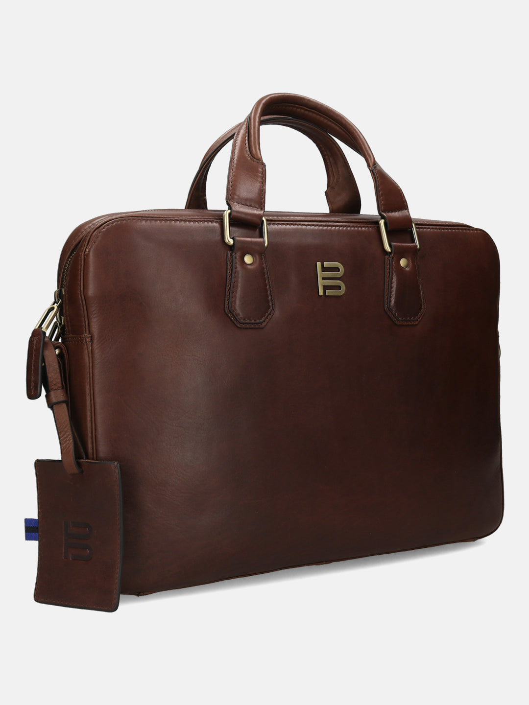 BAGATT Dark Brown Oily Roma Leather Laptop Bag