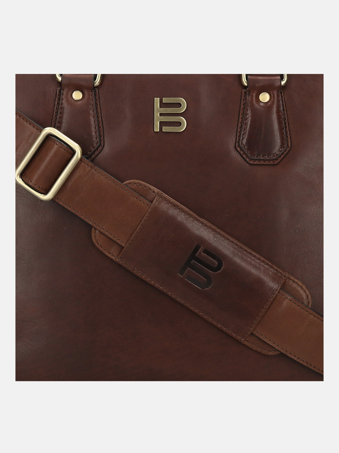 BAGATT Dark Brown Oily Roma Leather Laptop Bag