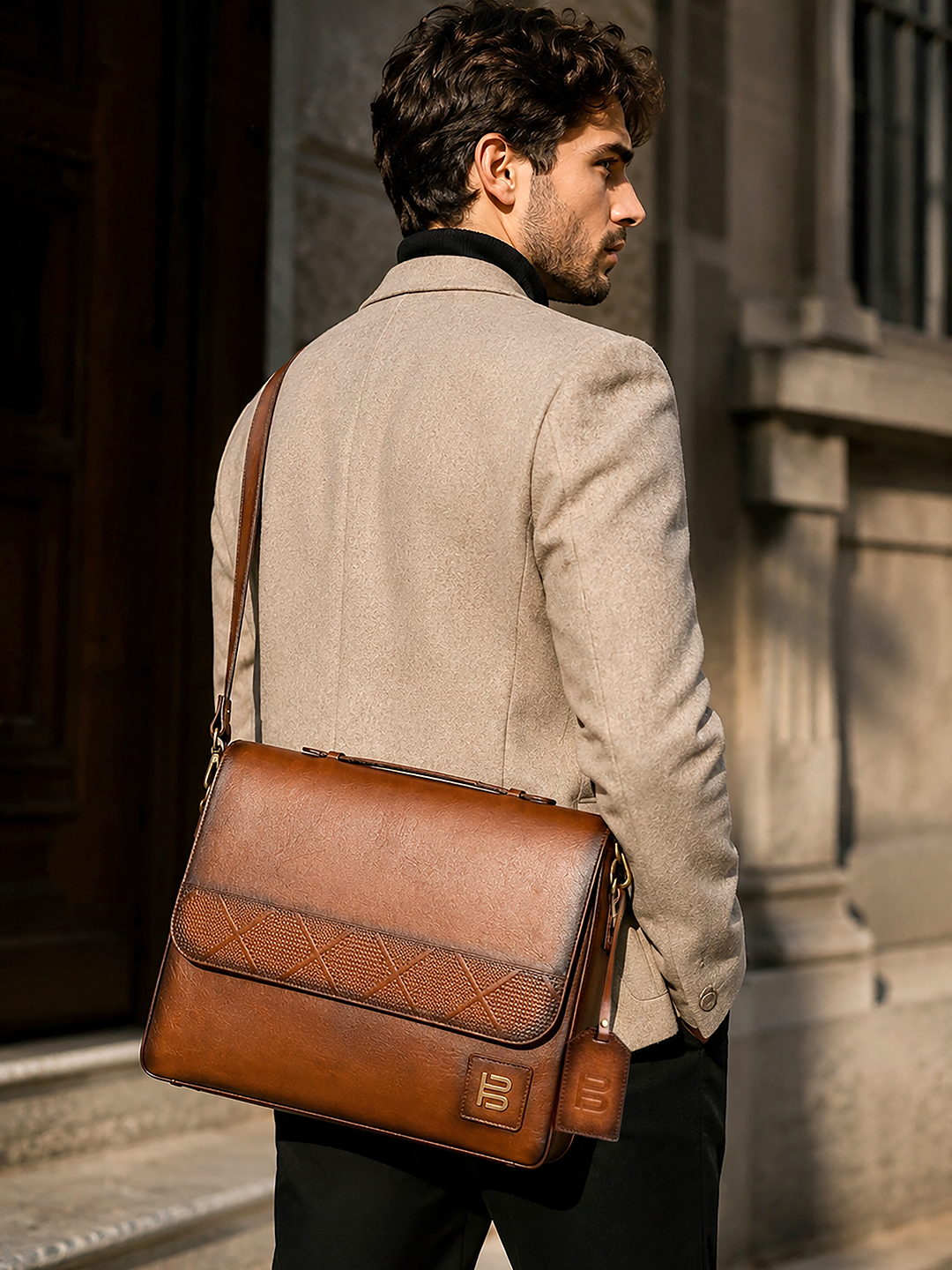 Tan Veg Tanned Leather Laptop Bag