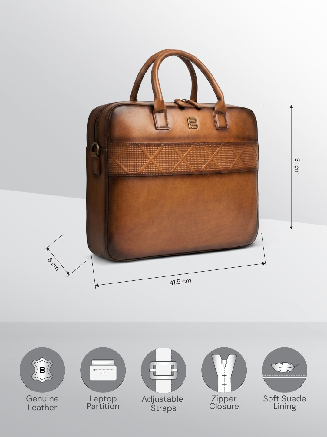 Tan Veg Tanned Leather Laptop Bag