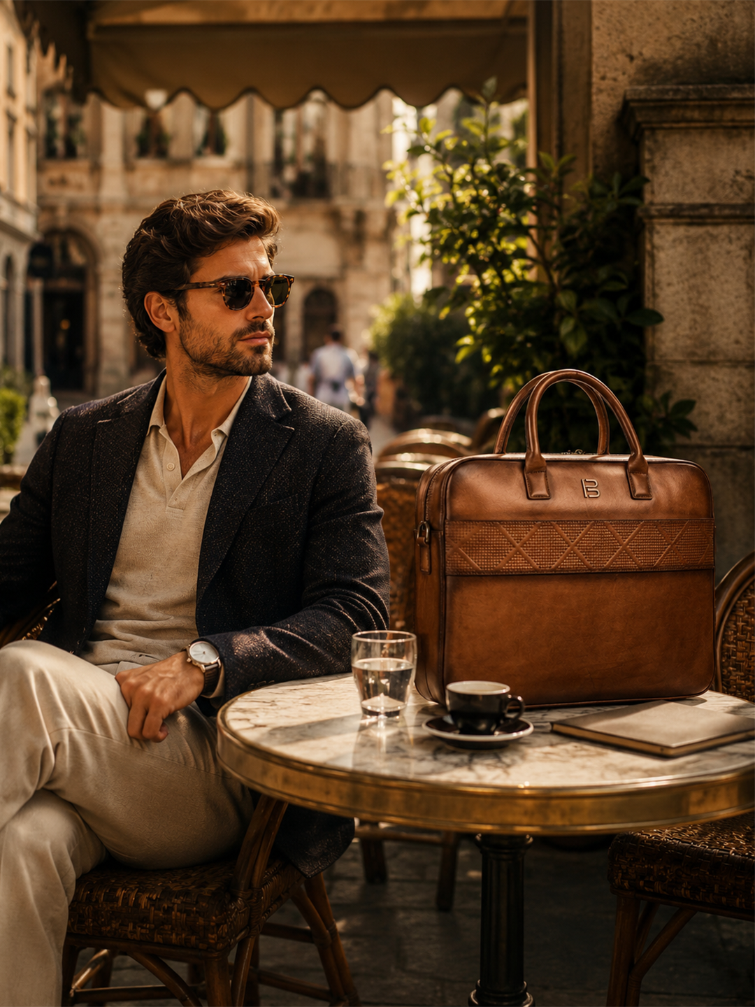 Tan Veg Tanned Leather Laptop Bag