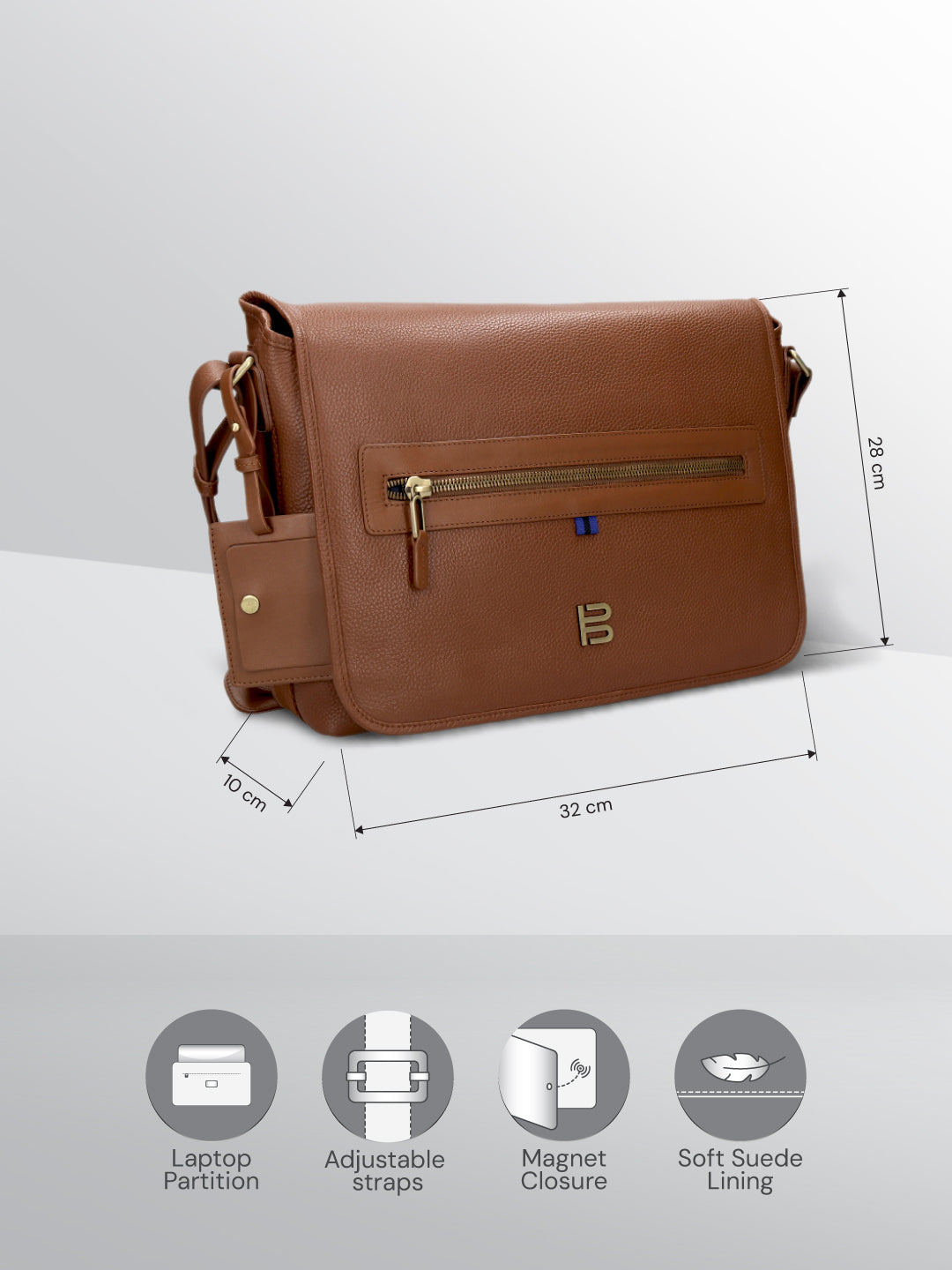 BAGATT Light Brown  Wax Leather Messenger Bag