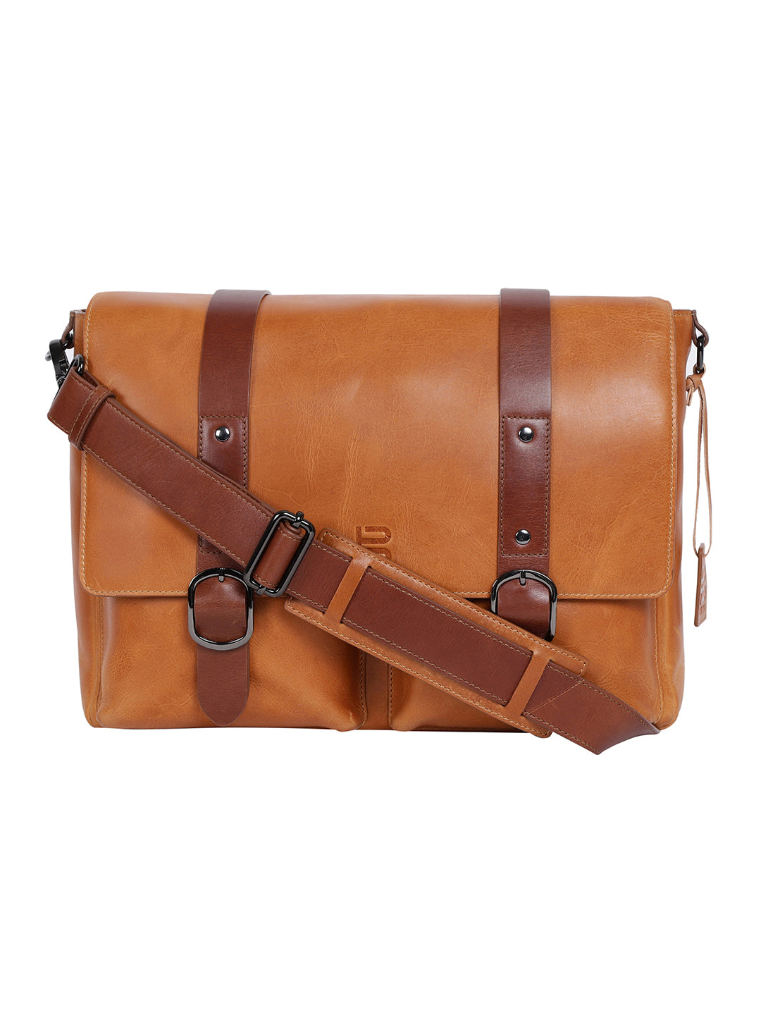BAGATT Light Brown Leather Laptop Bag
