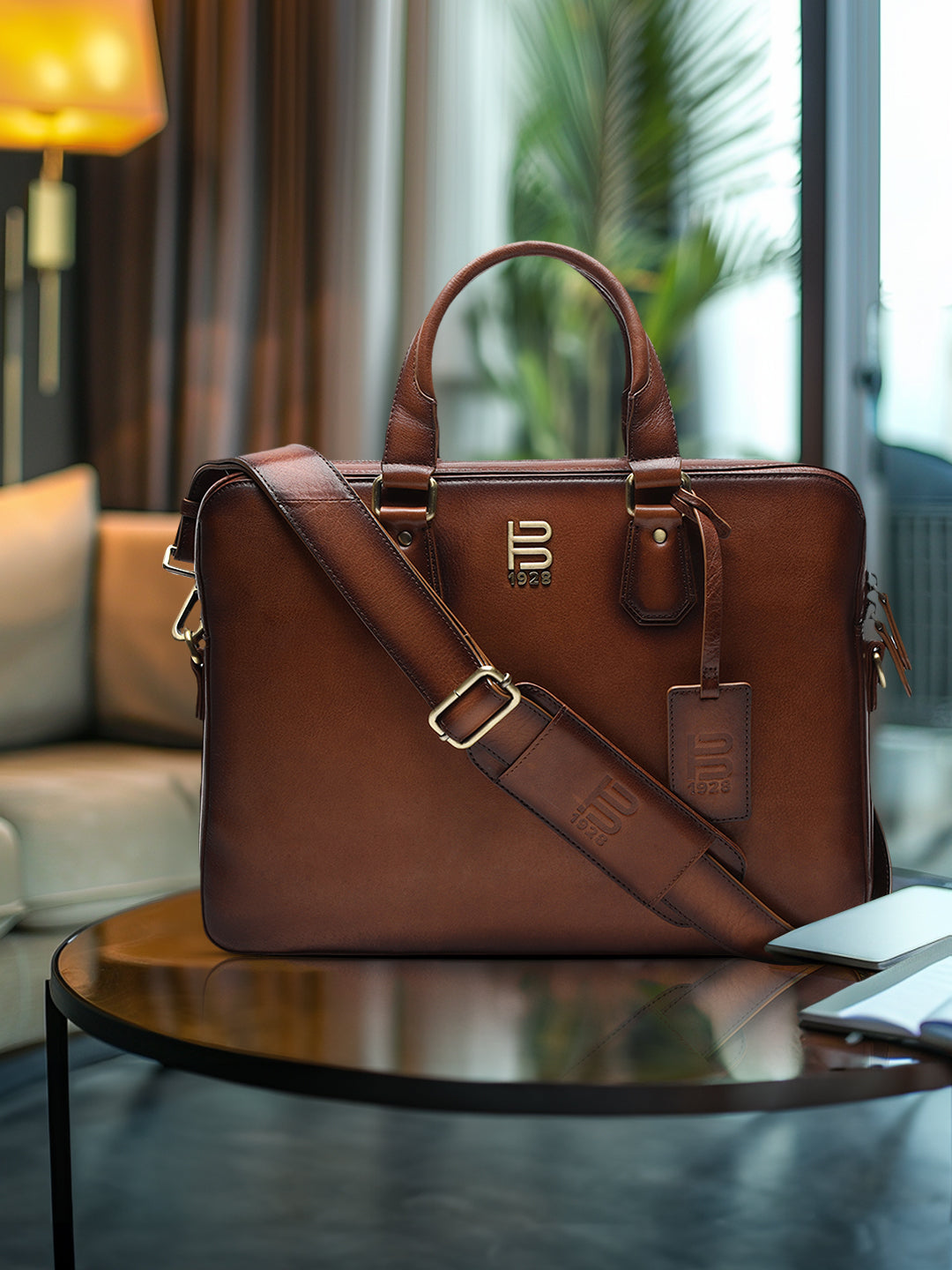 BAGATT Solofra Mid Brown Leather Laptop Bag