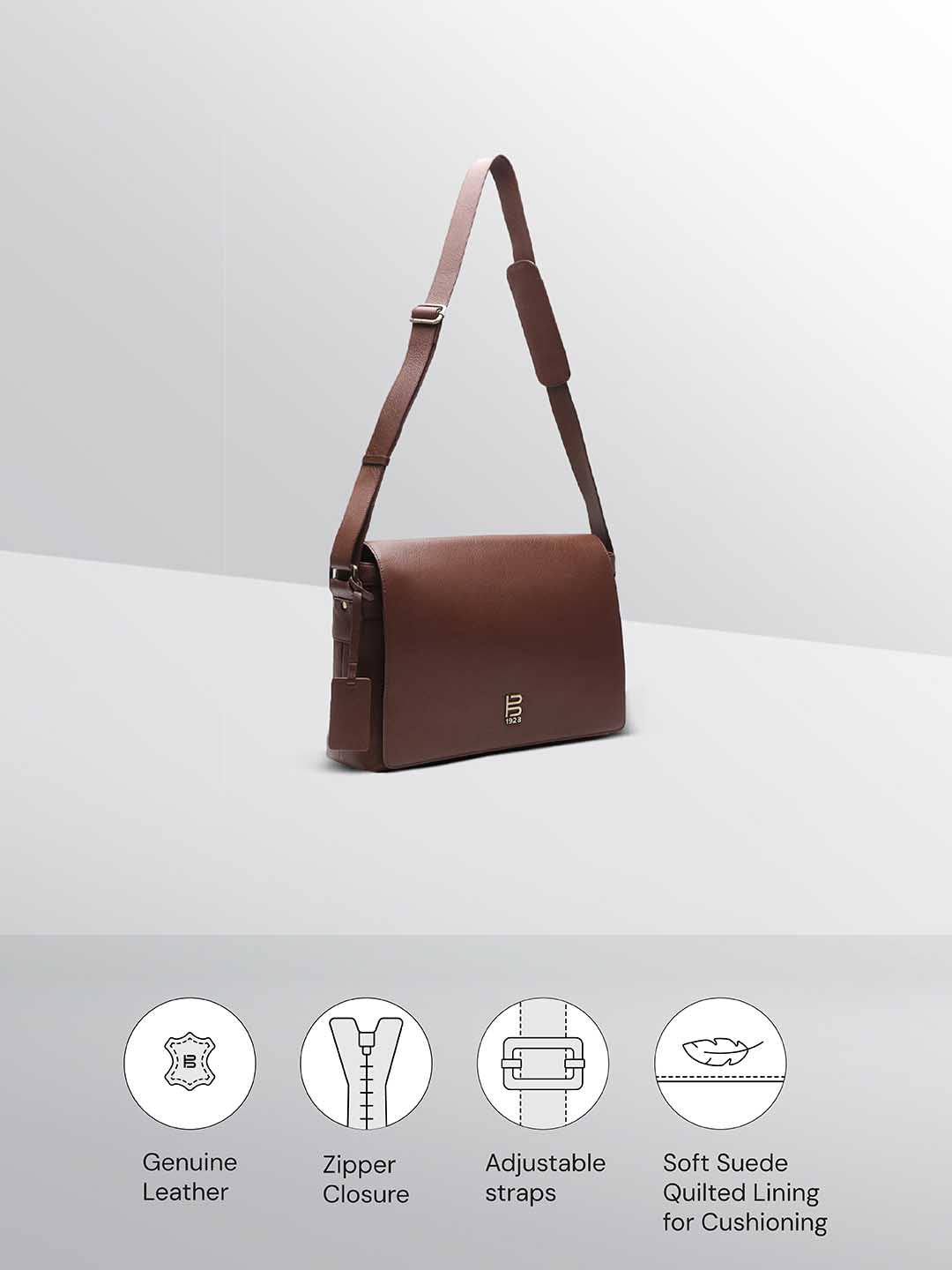 BAGATT Novara Brown Leather Messenger Bag