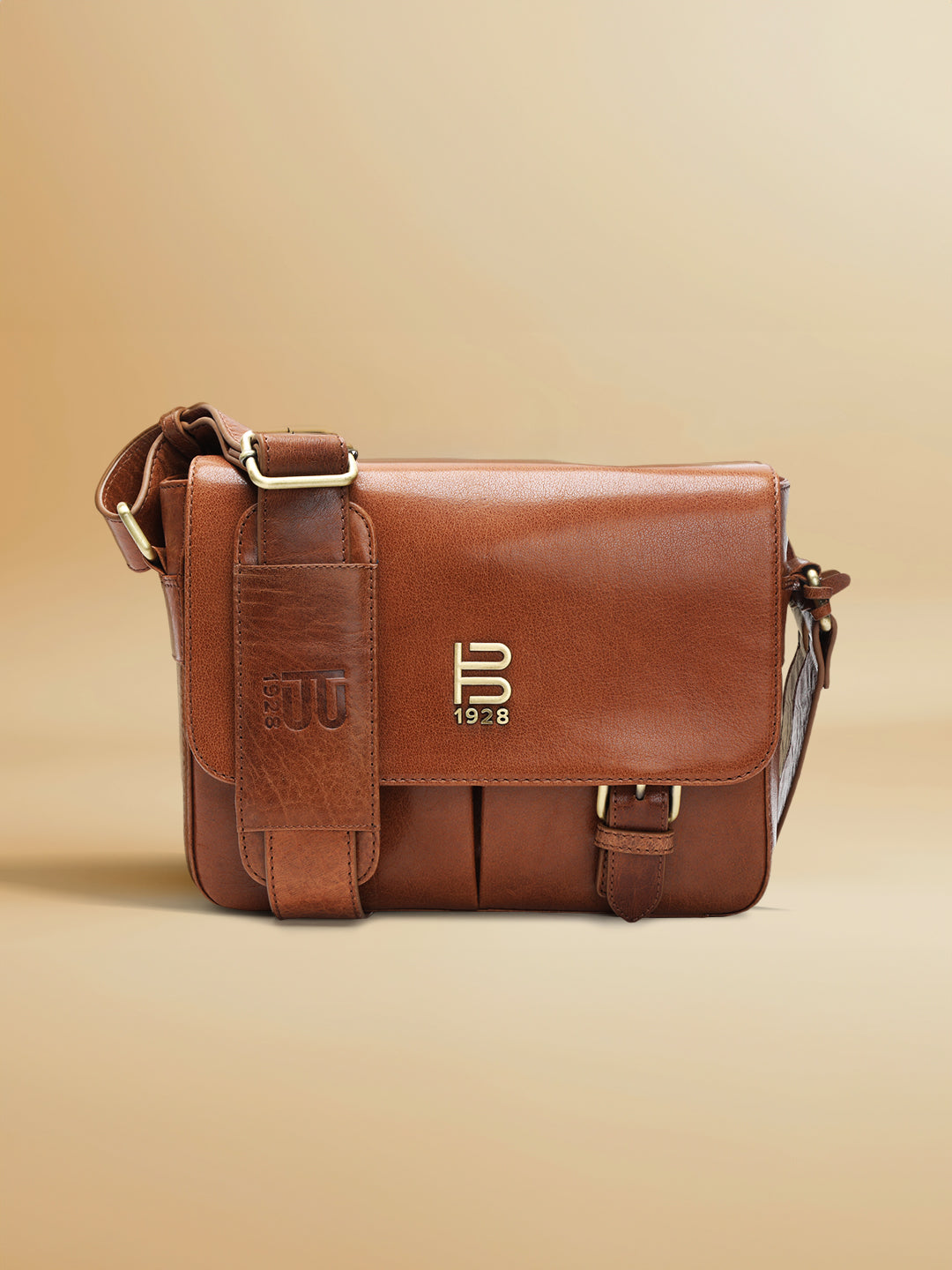 BAGATT Novara Mid Brown Leather Messenger Bag