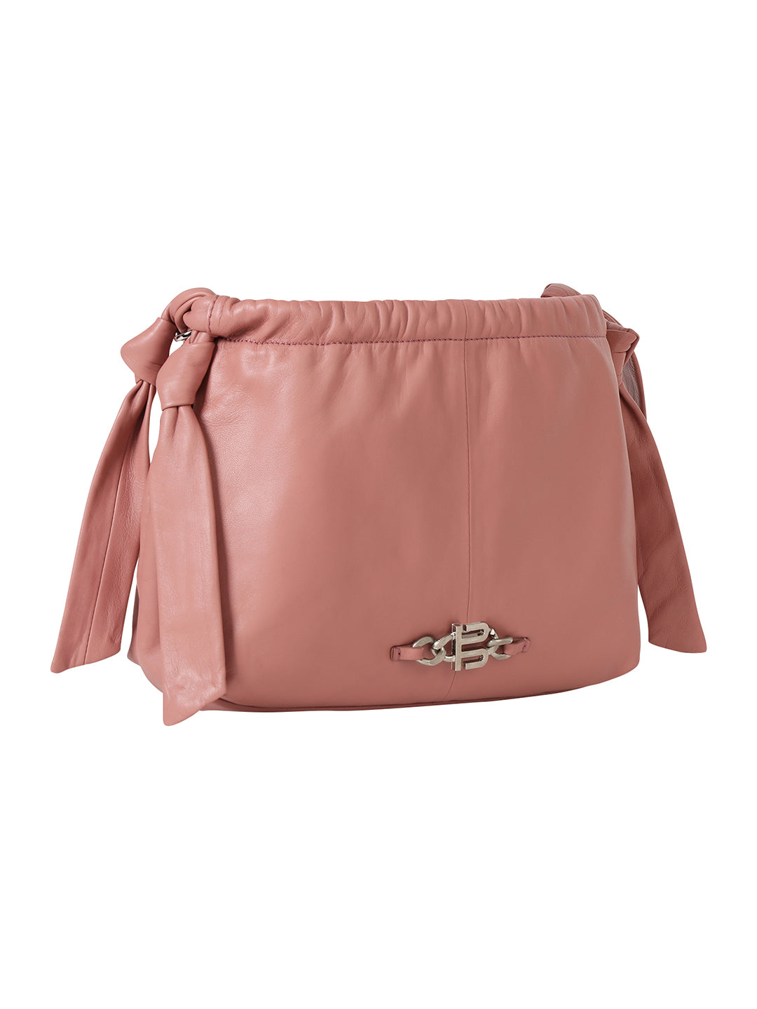 Solza Pink Leather Knotted Shoulder Bag