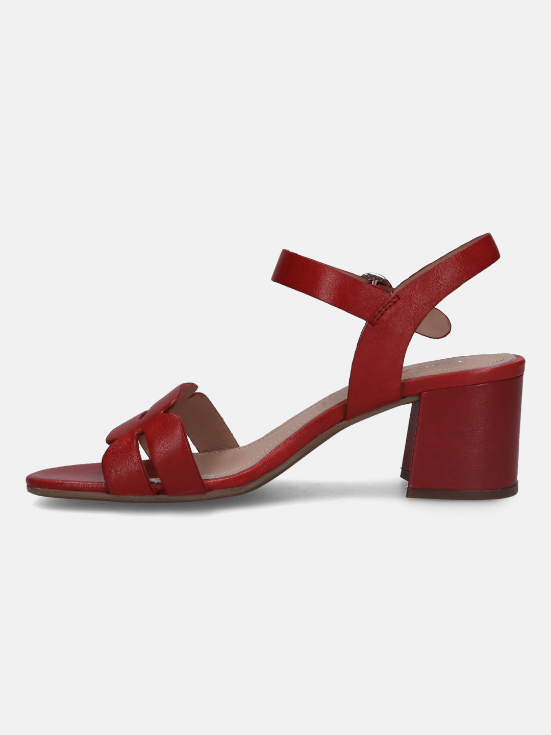 Buy Truffle Collection Red Micro Broad Ankle Strap Block Heels Online
