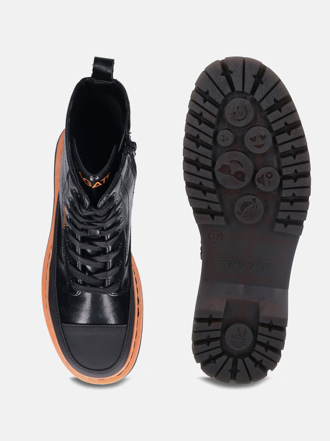 Big Black & Orange Ankle Boots - BAGATT