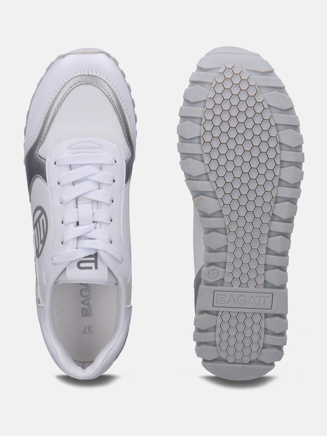 Siena White & Silver Sneakers - BAGATT