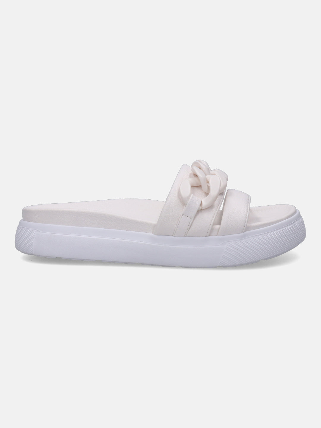 Dalia White Flatform Sandals - BAGATT