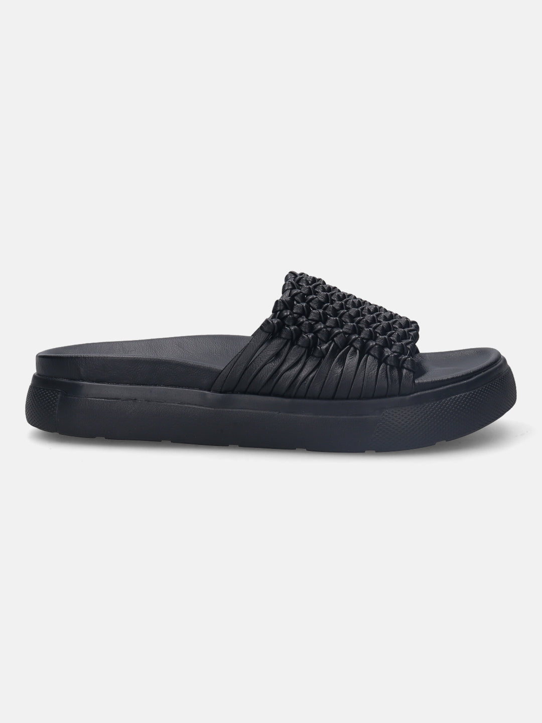 Dalia Black Flatform Sandals - BAGATT