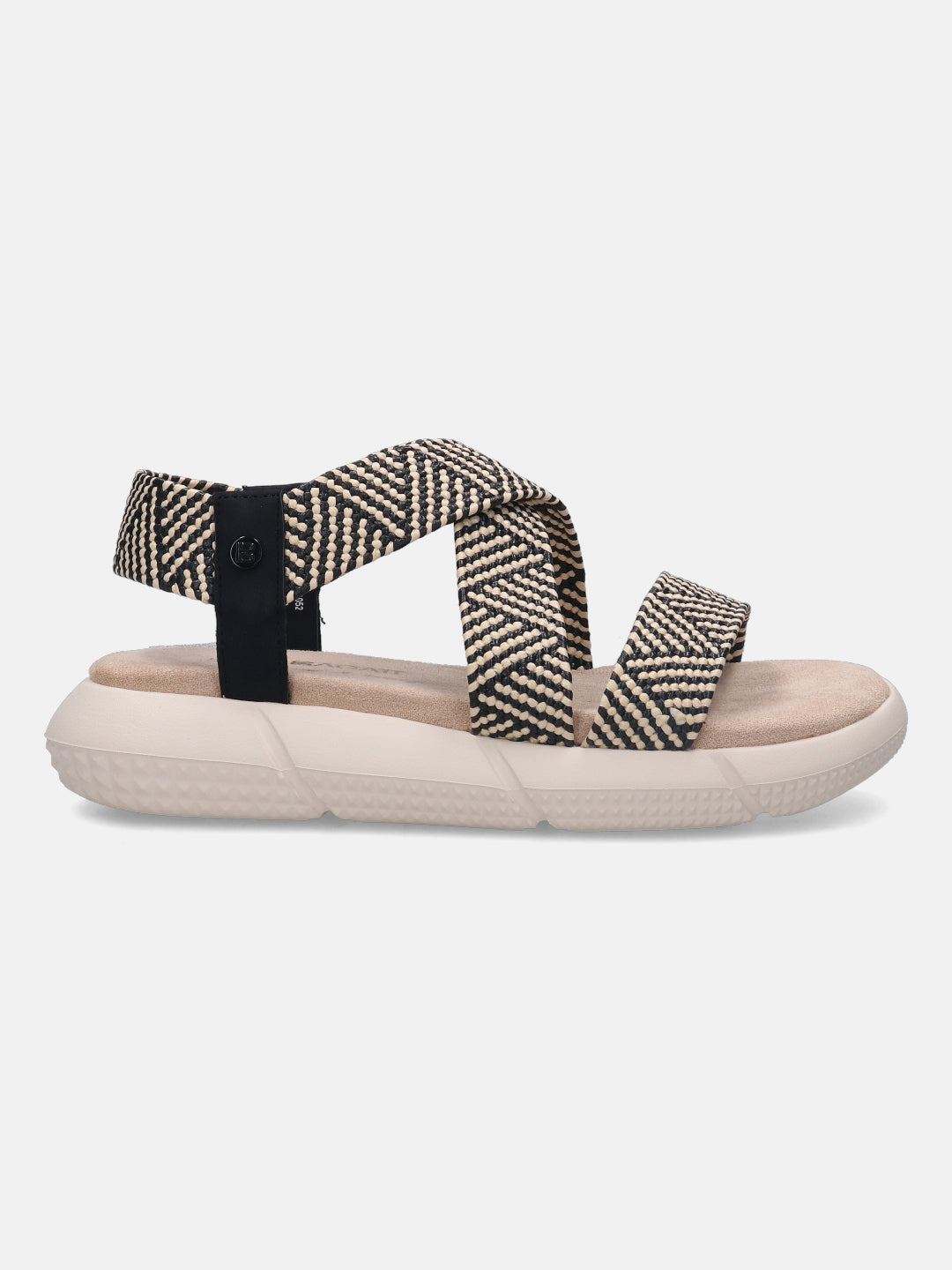 Jersey Black & Beige Flatform Sandals - BAGATT