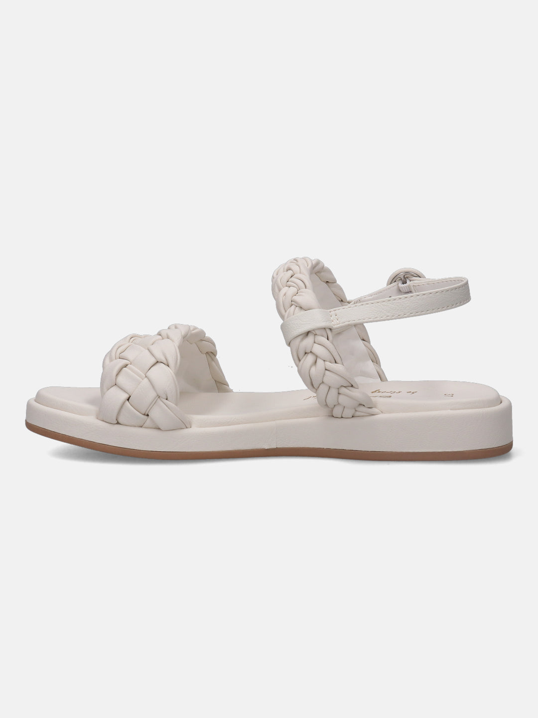 Women's White Manmade Keetton Flat Sandal with Faux Leather Straps