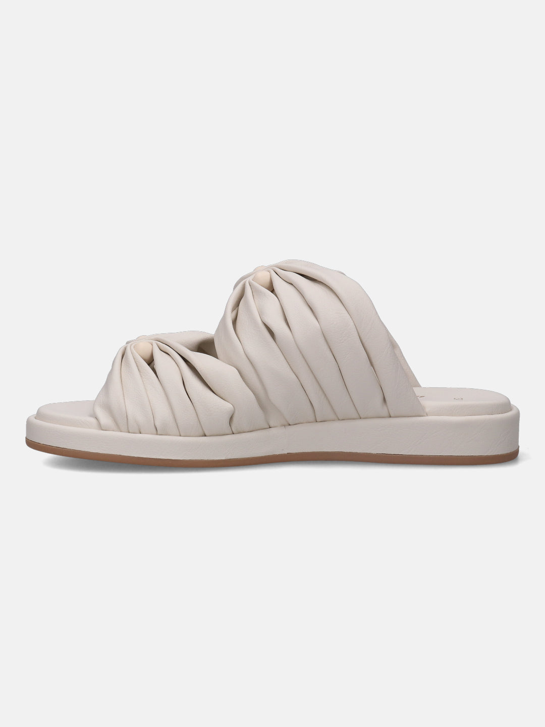 Off White Strappy Flat Slides – Bombay Brown India