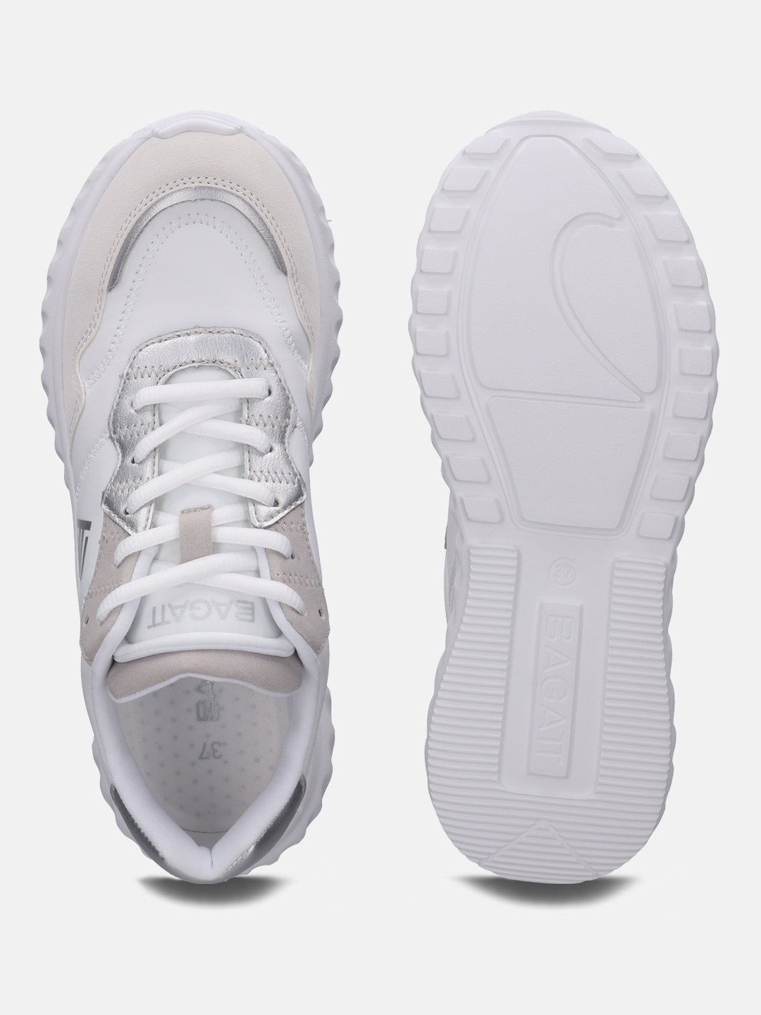 Lecce White & Silver Sneakers - BAGATT