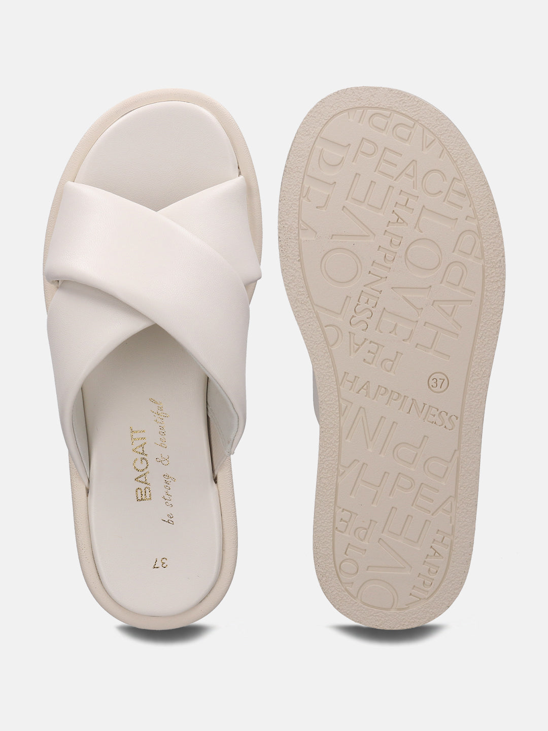Hanoi White Flatform Sandals - BAGATT