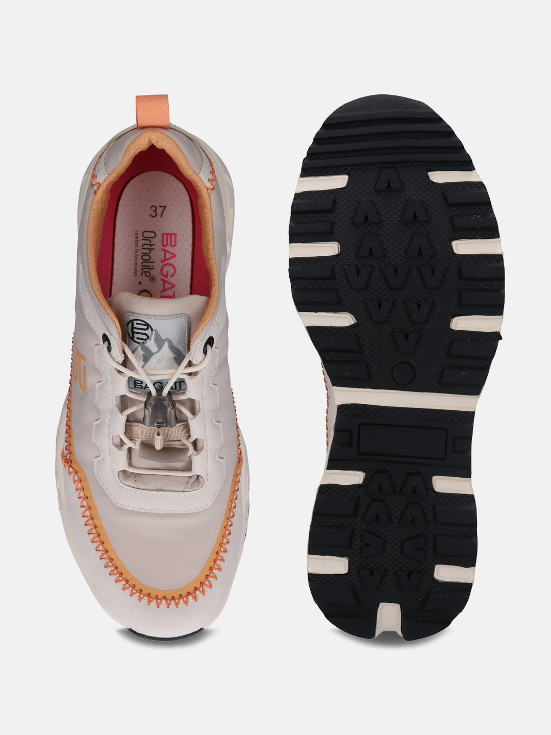Coaster Off White & Orange Sneakers - BAGATT